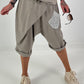 Kurze Leinen Baggy mit Überwurf und Paillettendetails - taupe