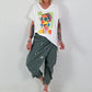 Oversized T-shirt with front print - white