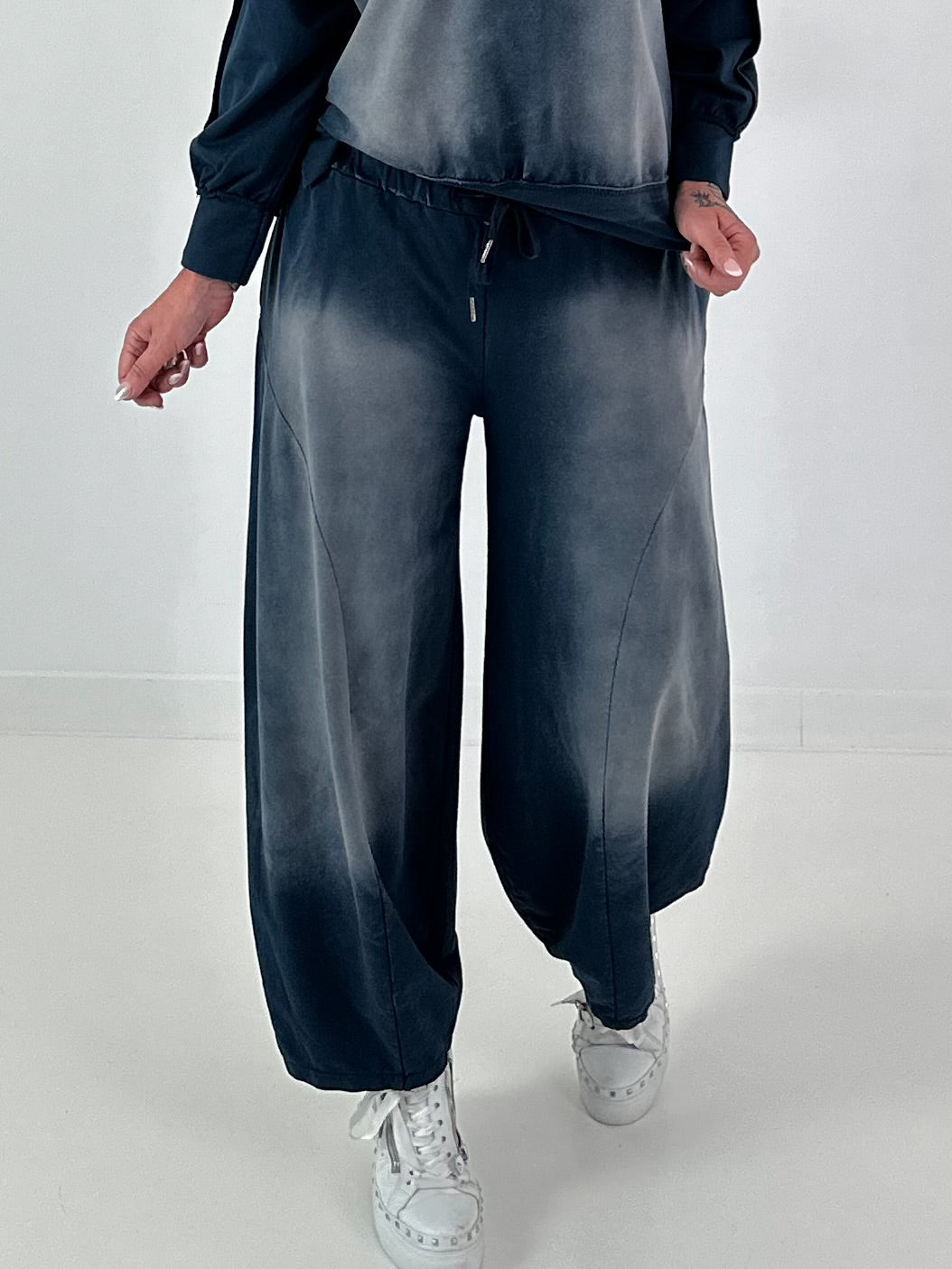 Lässige Sweat Ballonhose im Used-Look - marine