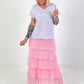Long ruffled skirt - pink