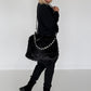 Felltasche mit funkelnden Details - schwarz