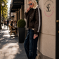 Stylish pilot jacket in a leather look - mocha