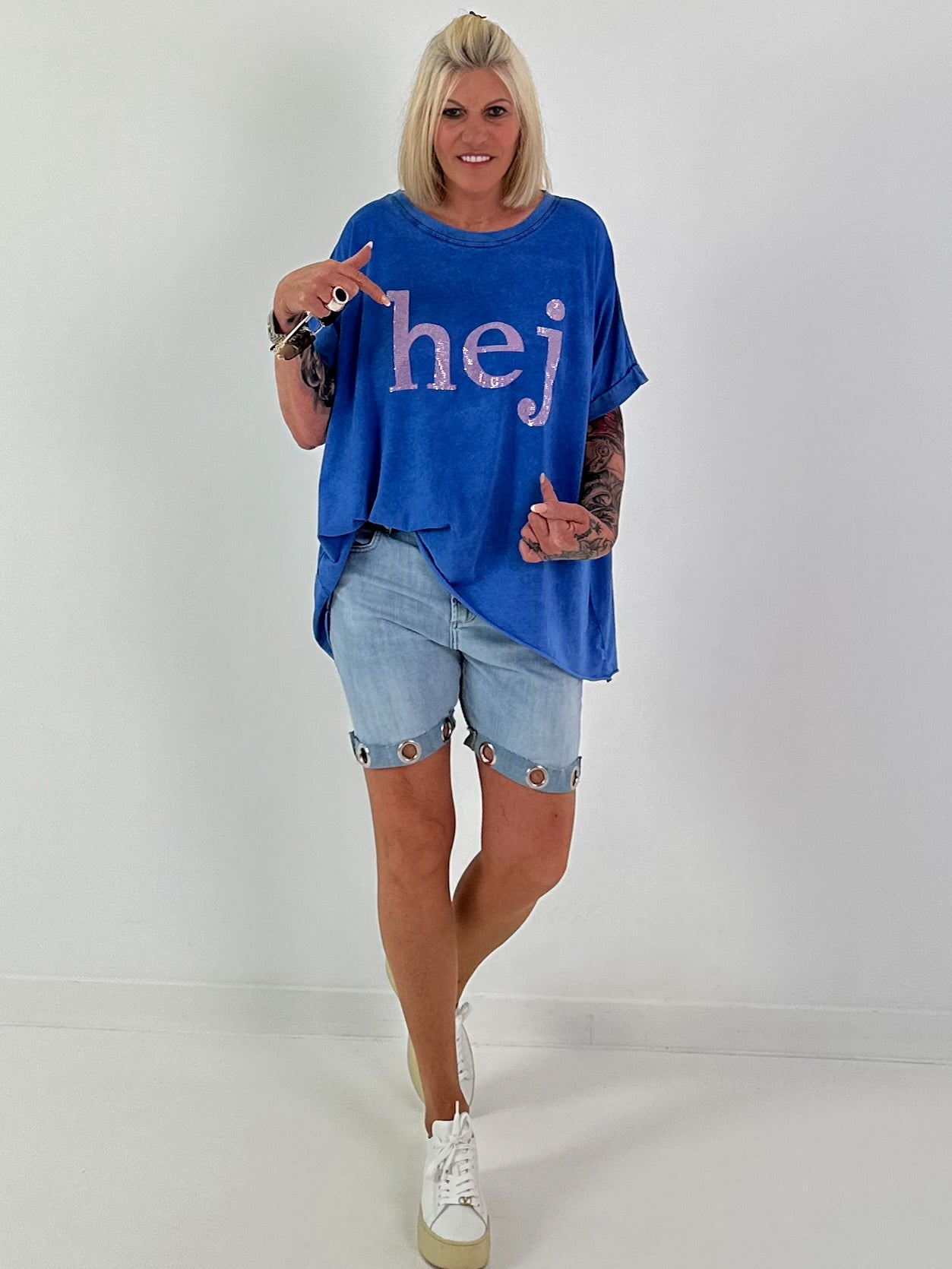 T-Shirt Hej - royalblau