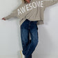 Oversized Hoodie Awesome - beige