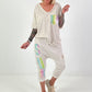 T-Shirt mit Glitzer-Patch - beige