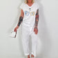 Baggy Hose im Layering Look - weiss