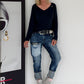 Basic Shirt mit V-Ausschnitt - marine