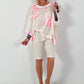 Oversized Batik Linen Shirt - white-neon pink-beige