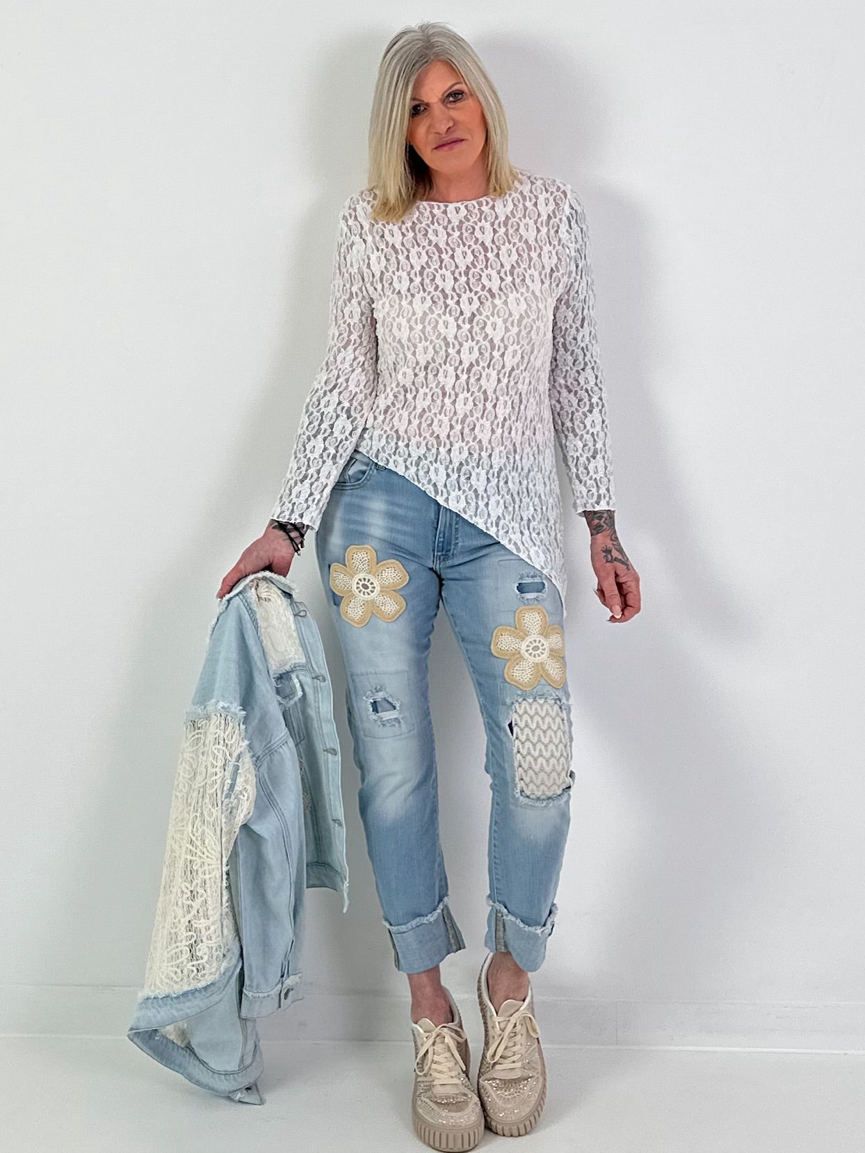 Asymmetrisches Shirt - weiss