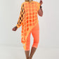 Shirt mit All-Over Cut-Outs und Ösen - neonorange
