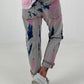 Jeans mit Batikmuster - grau-blau-rosa
