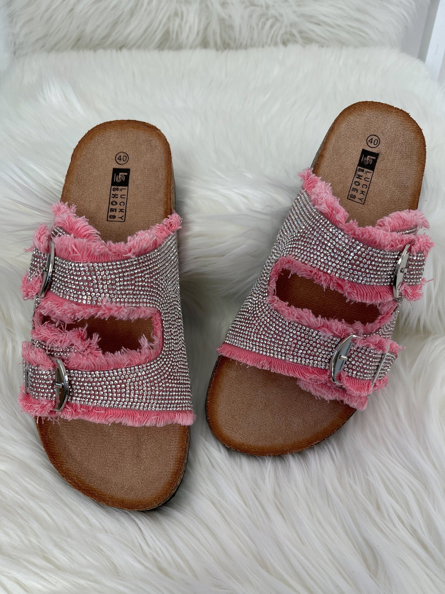 Muiltjes met strasssteentjes - roze