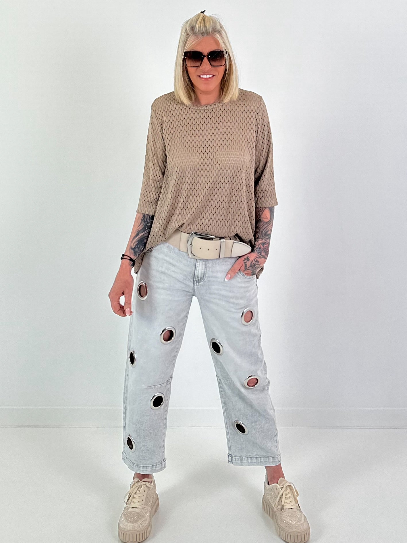 Half-sleeve T-shirt - taupe