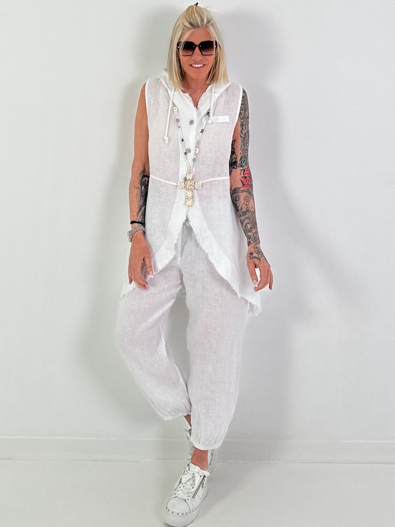 Linen two-piece set - white