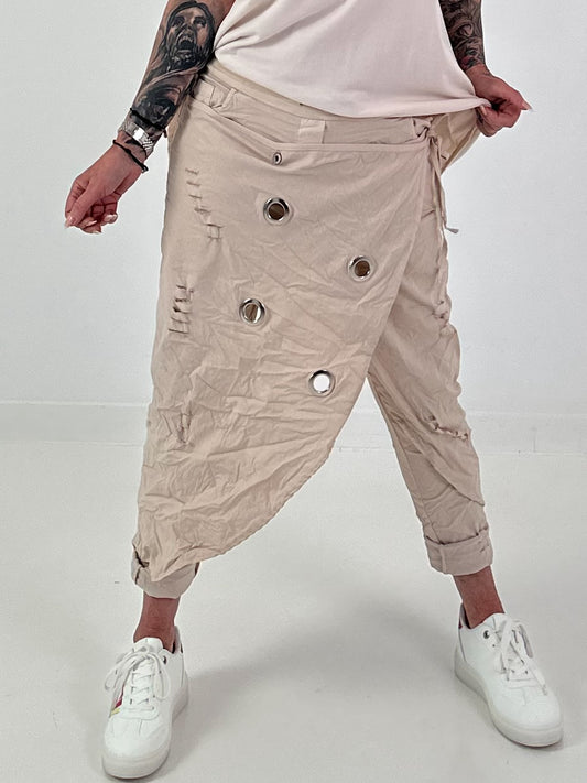 Stylische Hose im Knit-Look - beige