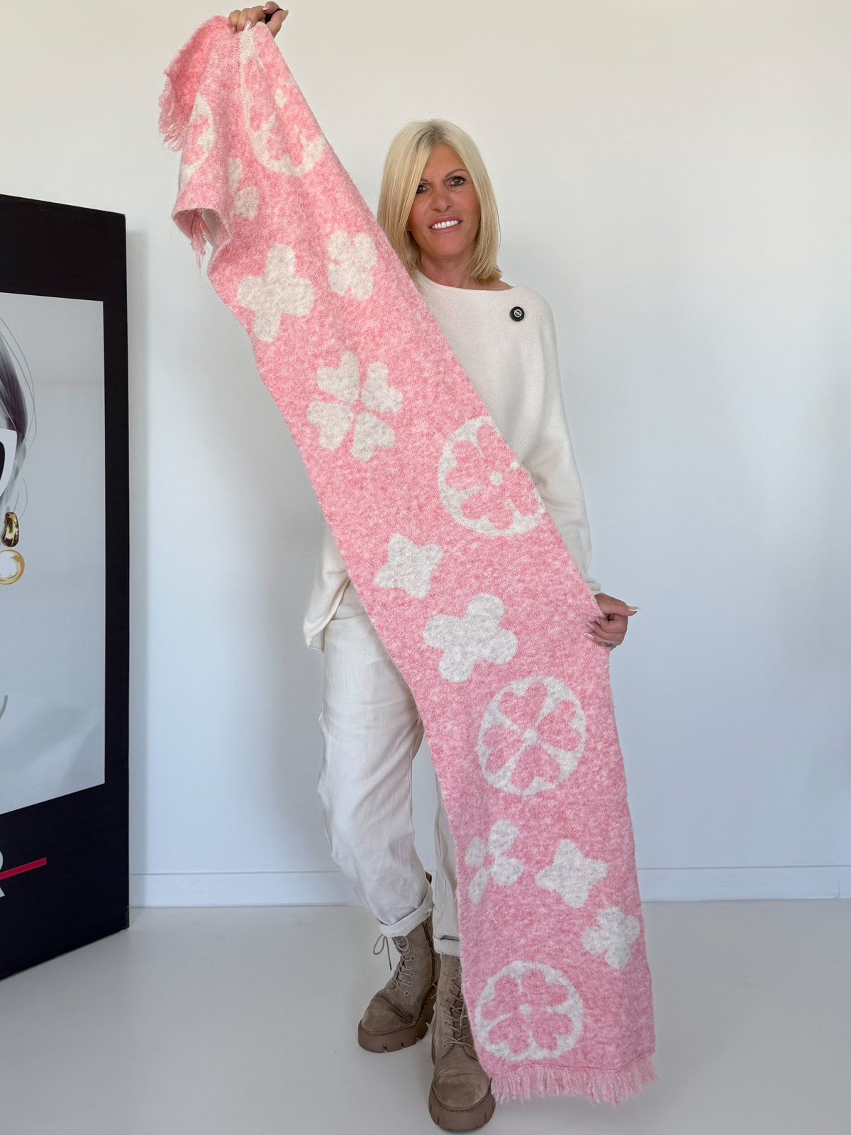 Kuscheliger Schal - rosa-beige