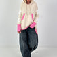 Lässiger Long Hoodie mit Daumenloch und trendigen Sternenelementen - beige