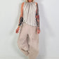 Streifen Top mit Rüschenkragen - taupe-beige