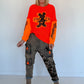 Grobstrickpullover mit Sweatärmeln - neonorange