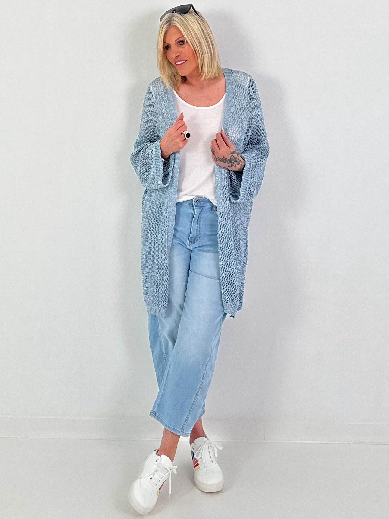 Crochet Jacket with Lurex - light blue