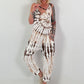 Jumpsuit mit Batikmuster - weiss-beige-dunkelbraun