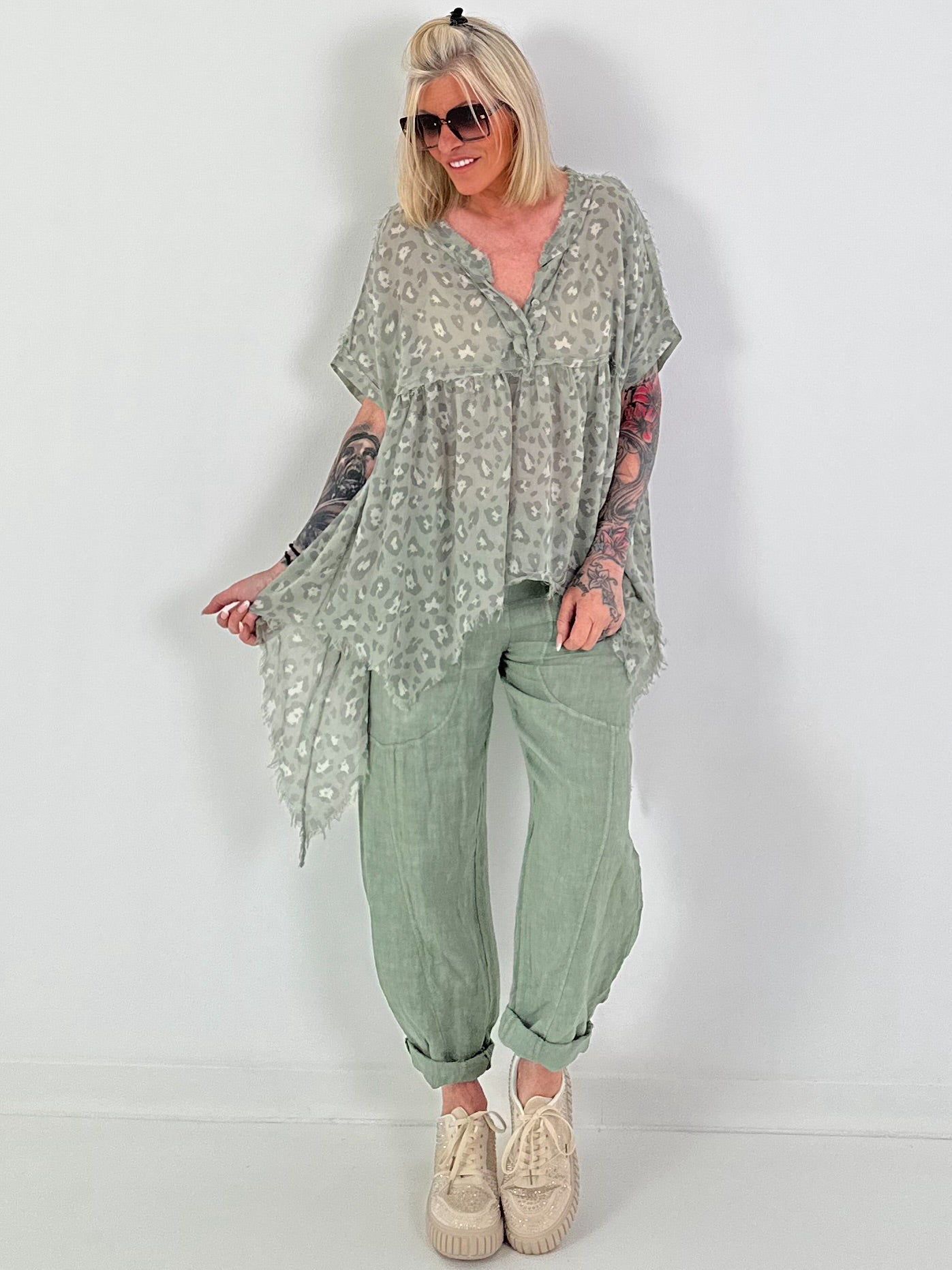 Linen trousers - khaki
