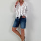 Tunic with Tie and Ruffles - White