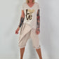 Short baggy shorts with overlap - beige