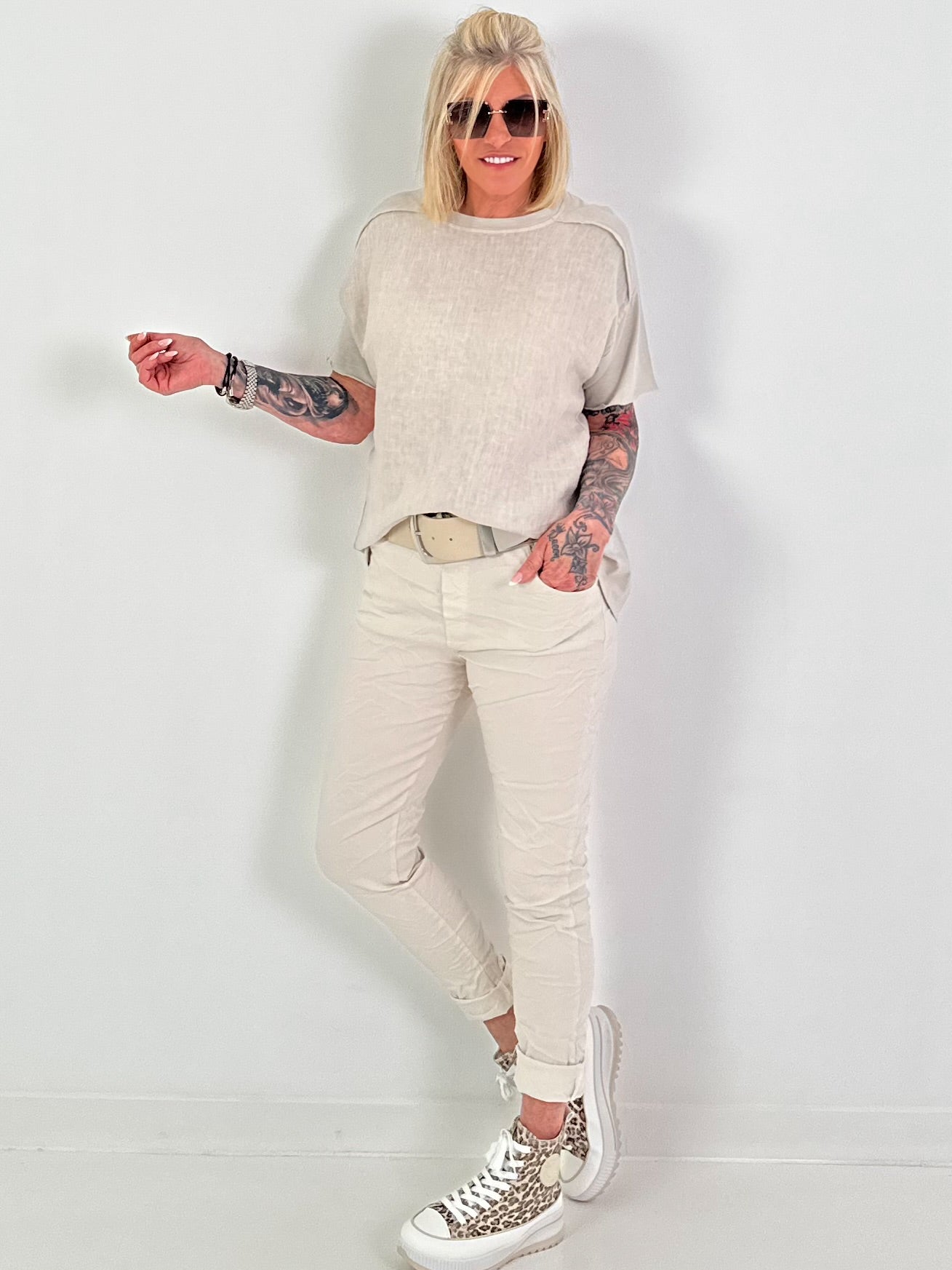 Linen T-shirt - beige