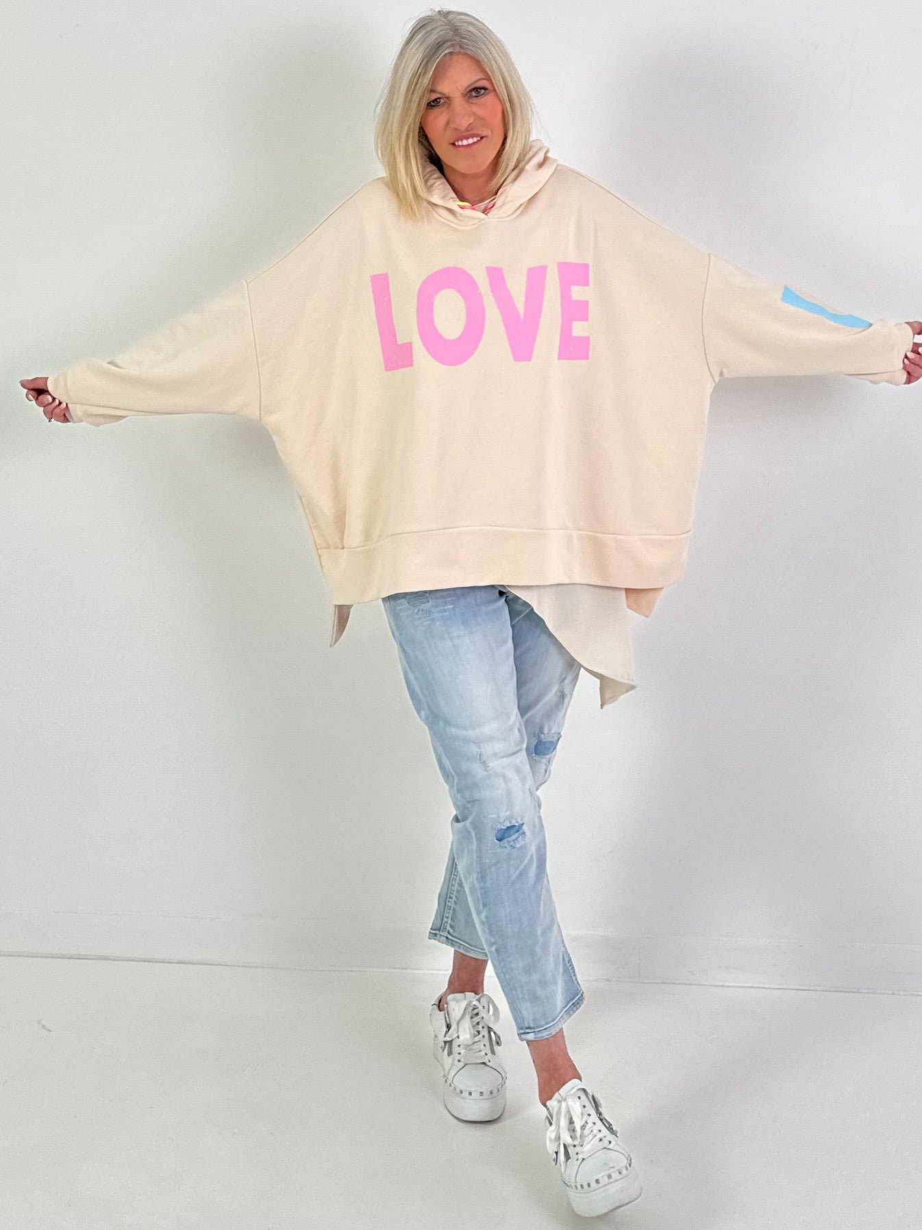 Oversized hoodie Love - beige