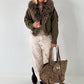 Jacke mit Fellkragen - oliv