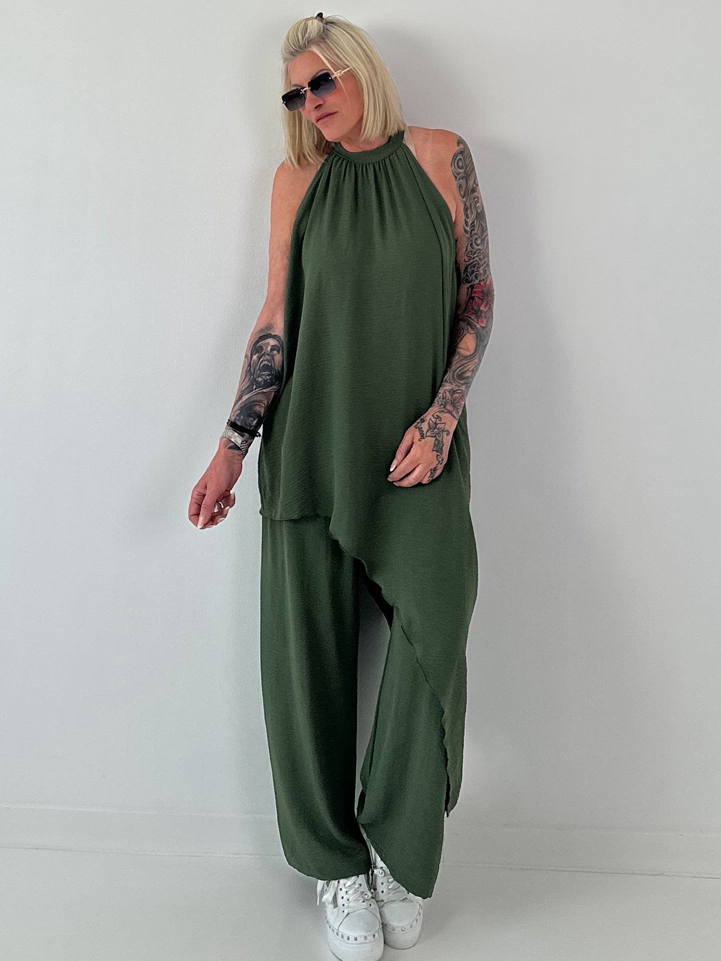 Leichter Zweiteiler asymmetrisch - khaki