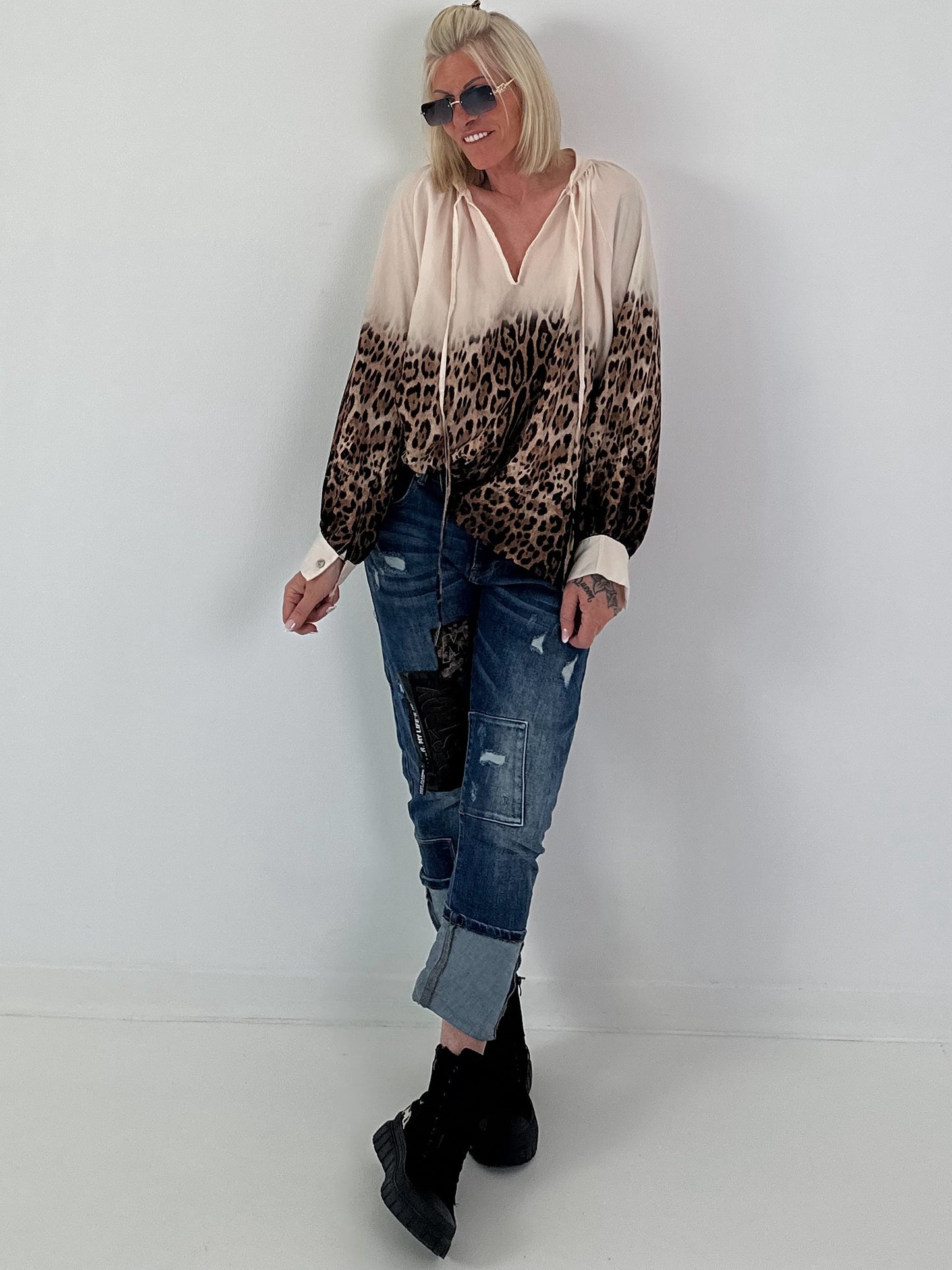 Tuniek met luipaardprint - luipaard-beige