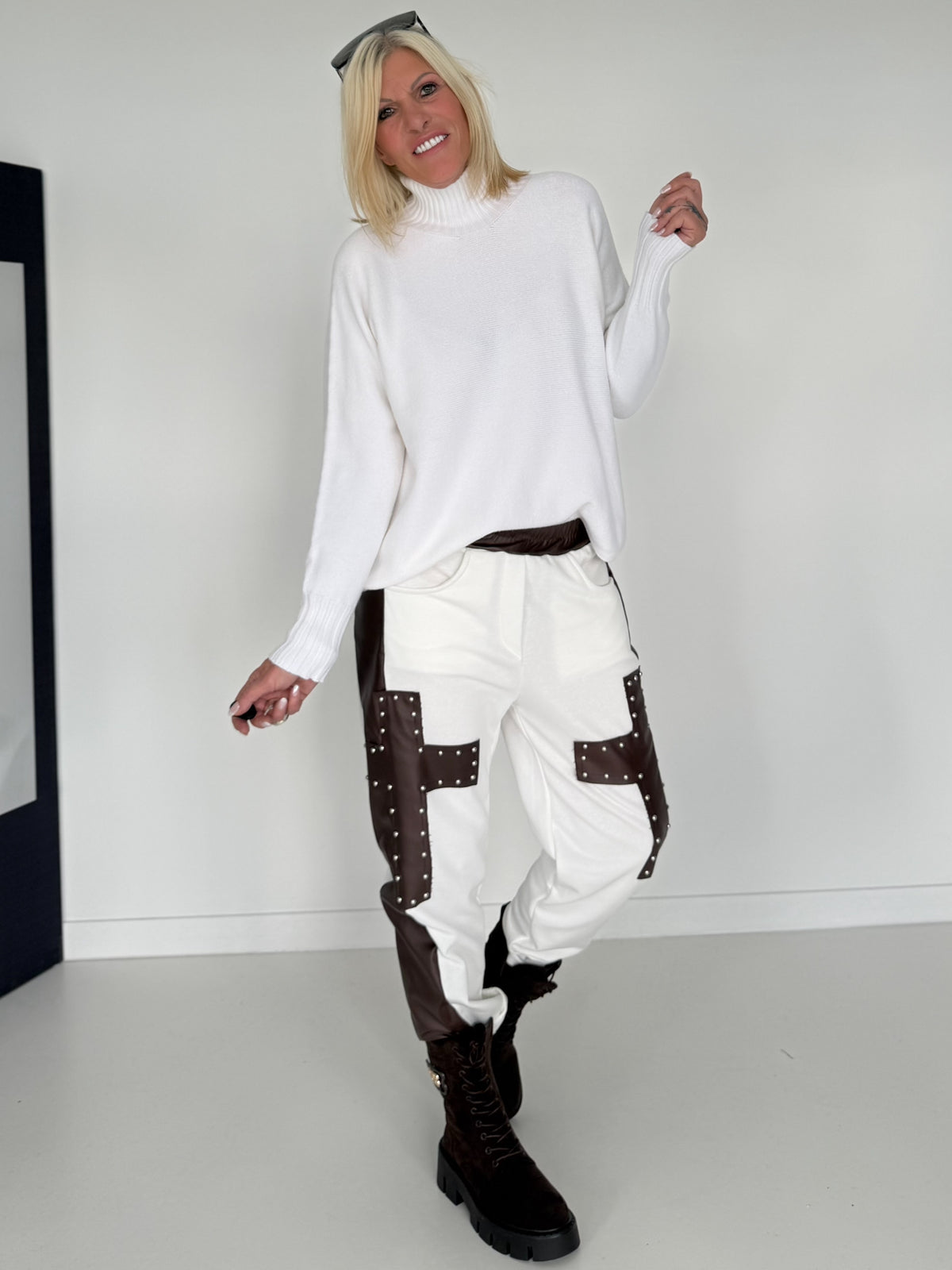Basic Turtleneck-Pullover - weiss
