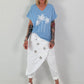 T-Shirt mit Glitzerpalmen - hellblau