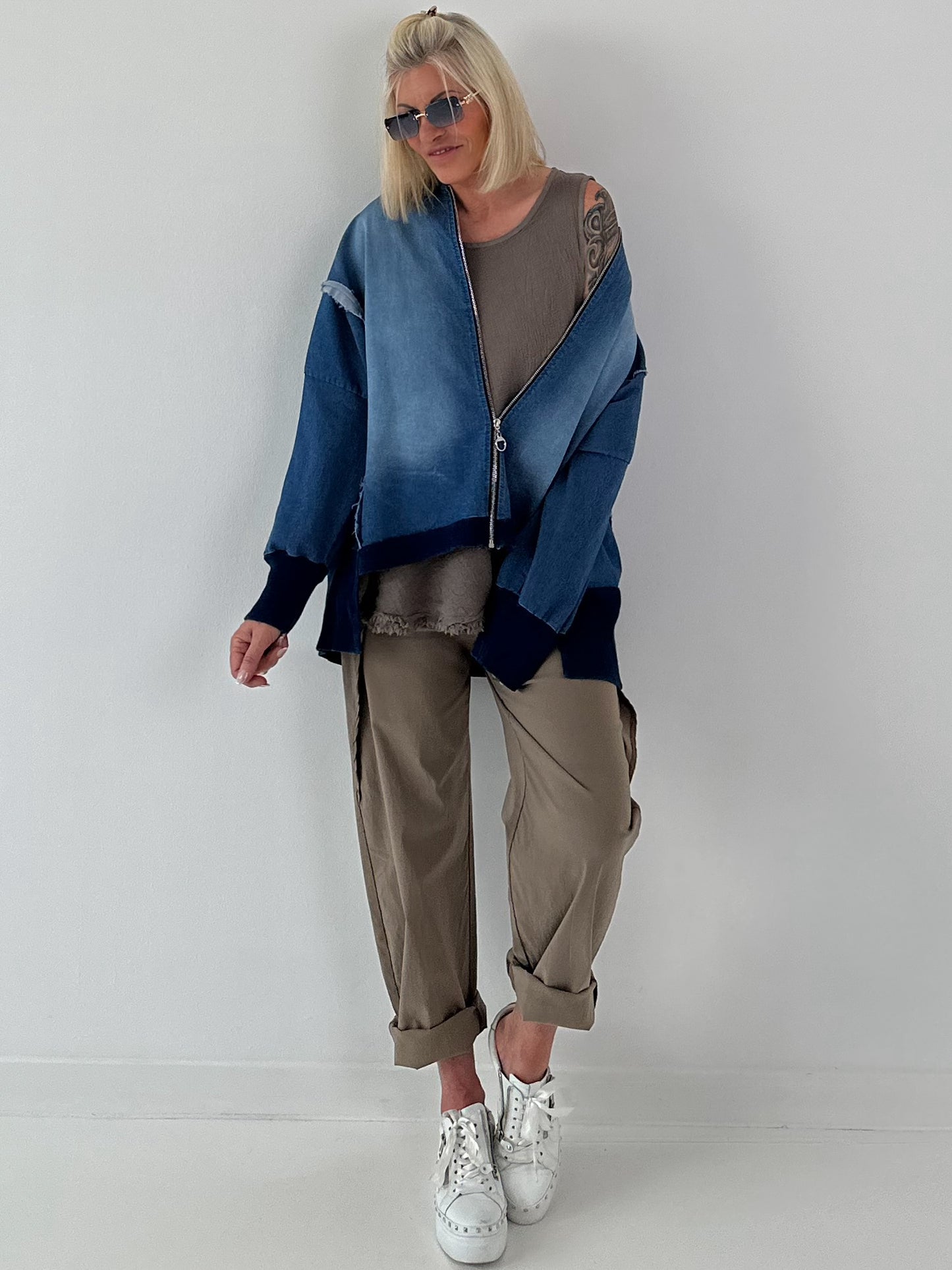 Oversized Jeansjacke - dunkelblau