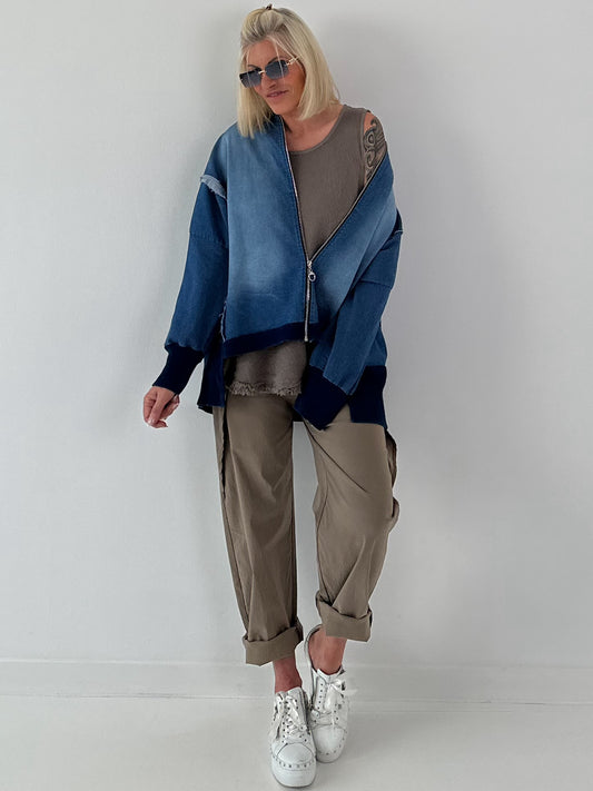 Oversized Jeansjacke - dunkelblau