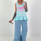 SOHO Top with Flounce - turquoise