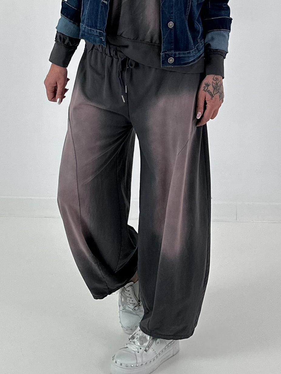 Lässige Sweat Ballonhose im Used-Look - anthrazit