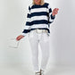Block stripe sweater - dark blue-white