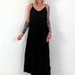 Pleated Dress with Spaghetti Straps - Black
