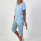 T-shirt with side eyelets - light blue