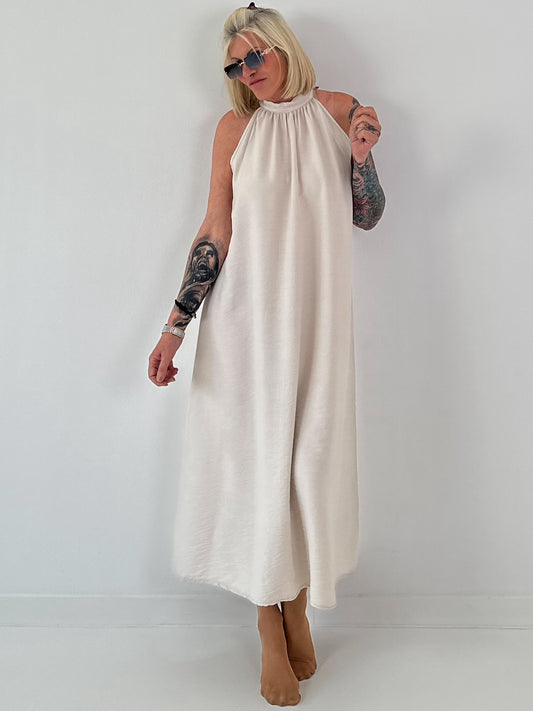 Klassisches Neckholder-Kleid - beige
