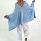 Oversized Sommerstrick Poncho - hellblau