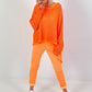 Crochet sweater with back cut-out - neon orange