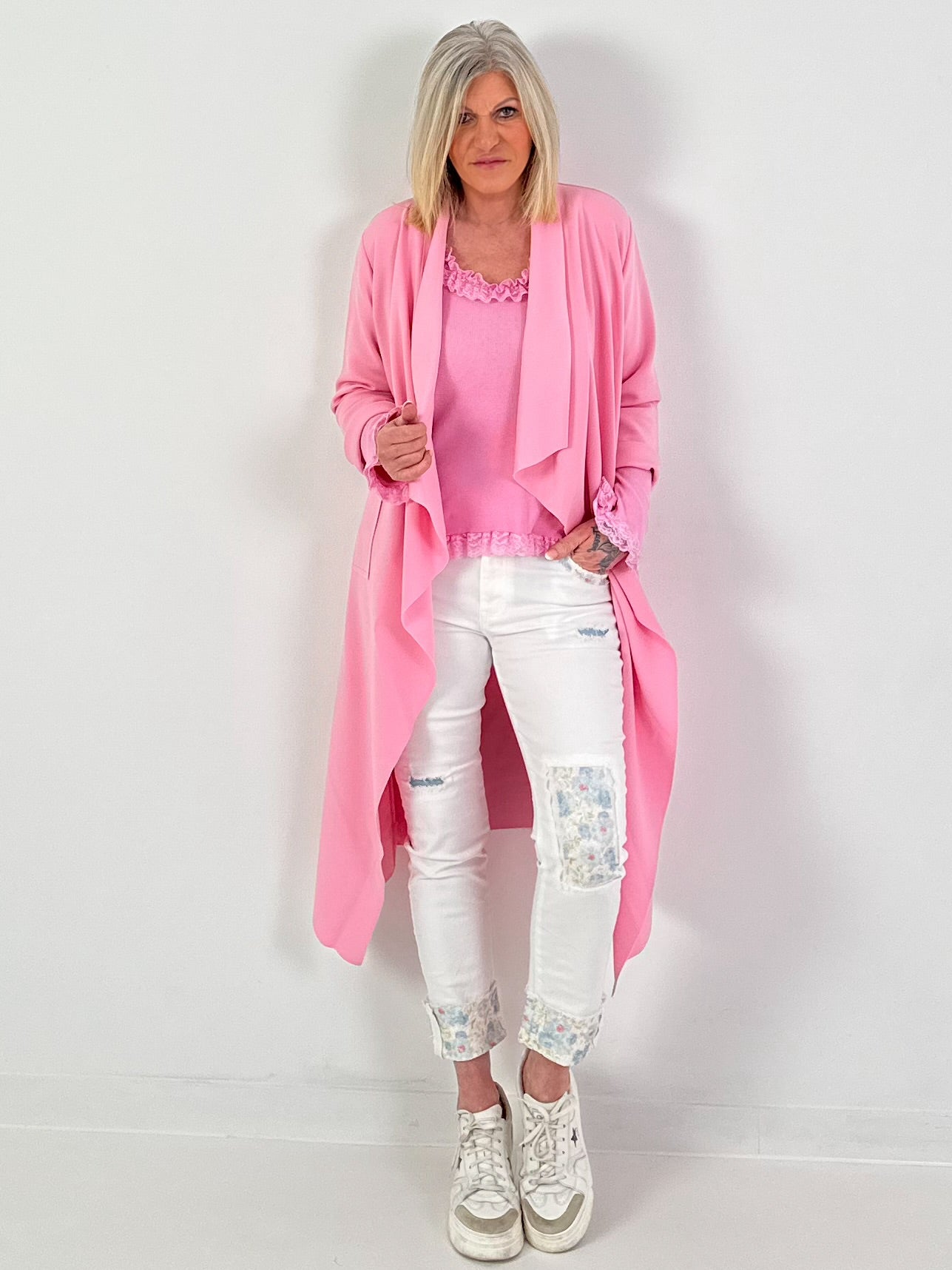 Trui met doodskopmotief - roze