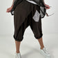 Kurze Leinen Baggy mit Überwurf und Paillettendetails - schoko