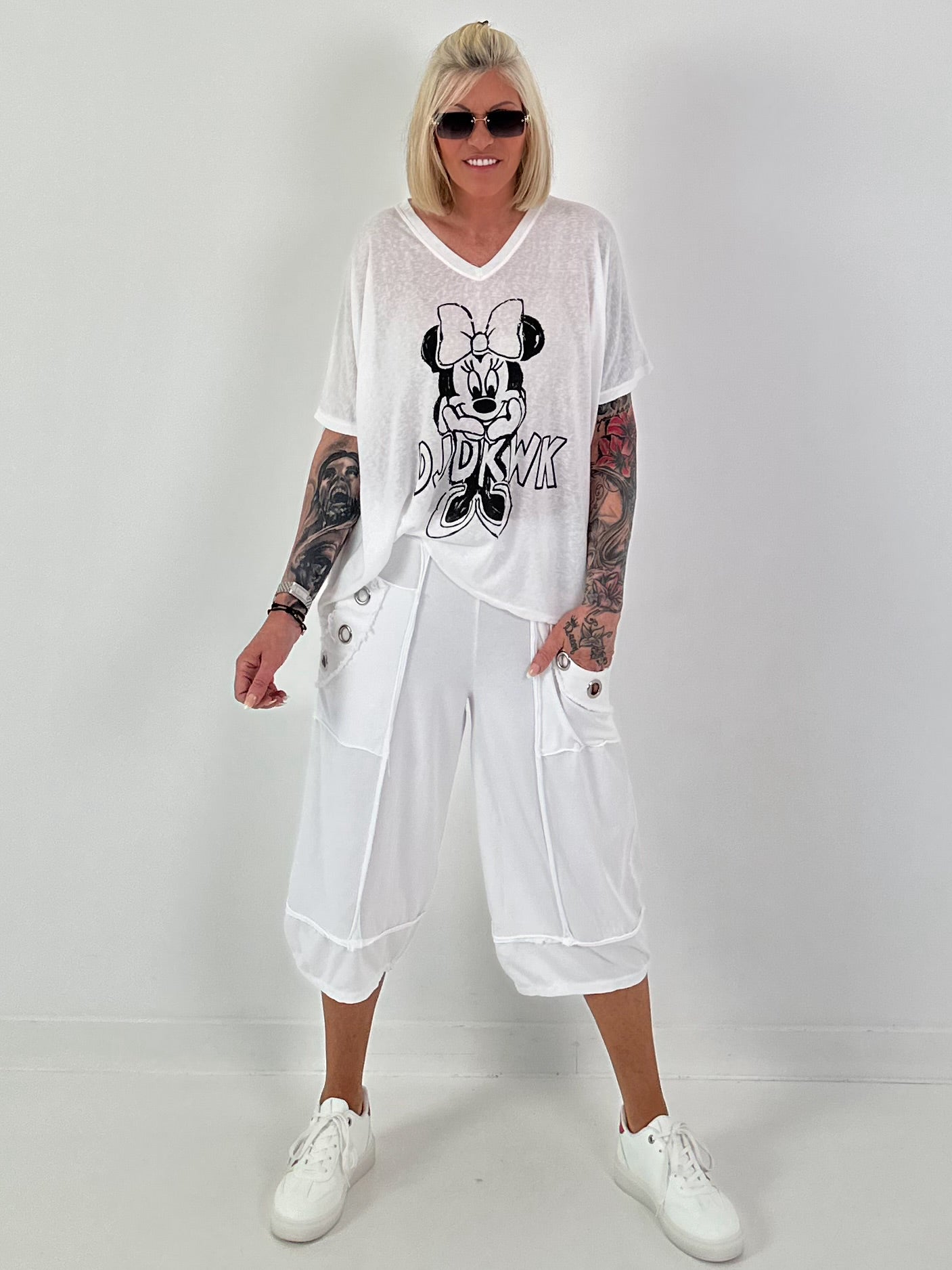 Fine Knit T-Shirt Mouse - white