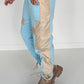 Sweathose im Materialmix - hellblau -beige