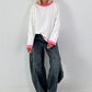 Sweatshirt mit trendigen Sternelementen- weiss